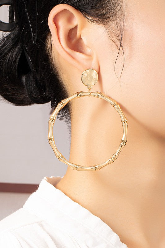 Golden Canopy: Glamorous Statement Bamboo Hoop Earrings